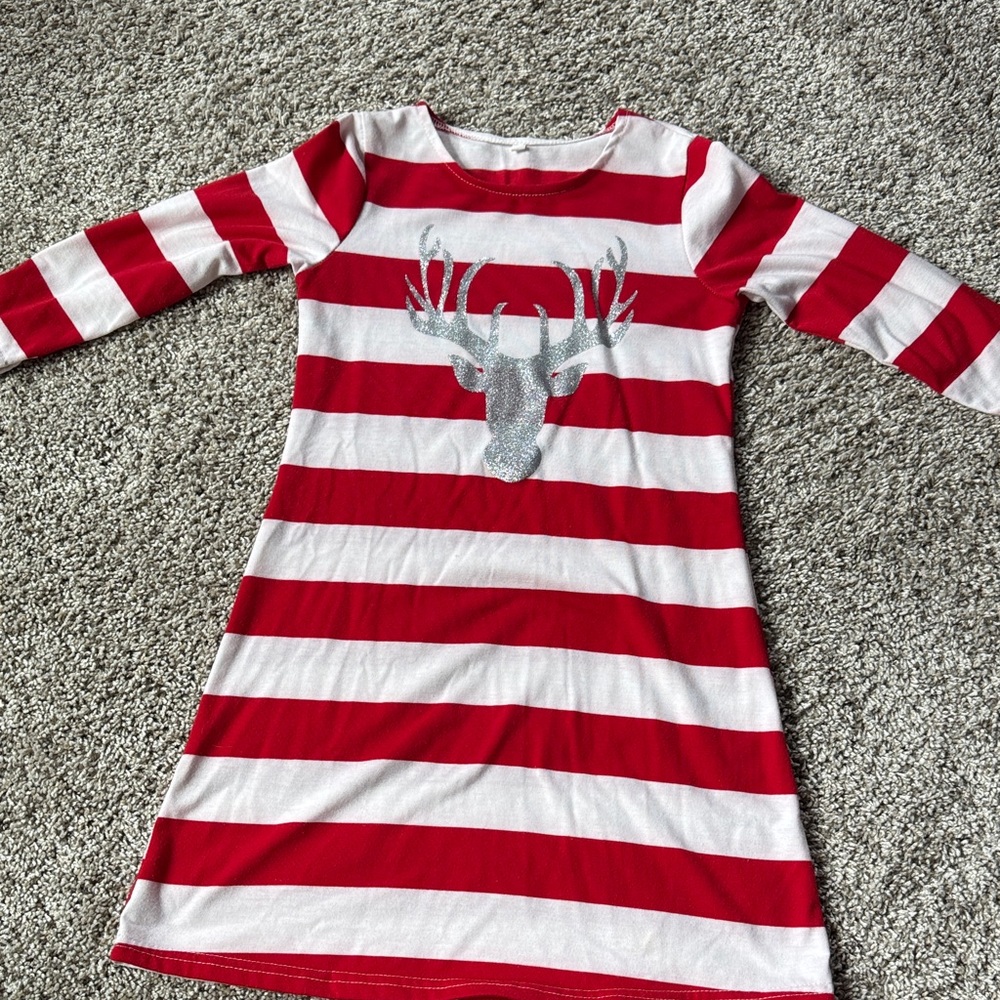 Amazon Red and White Striped Kids Dress